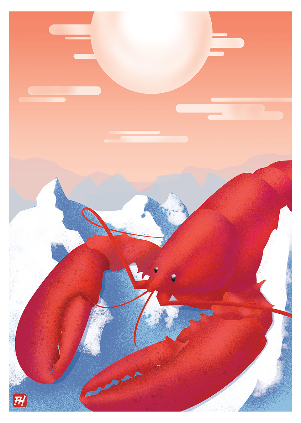 Affiche "Homard en montagne"